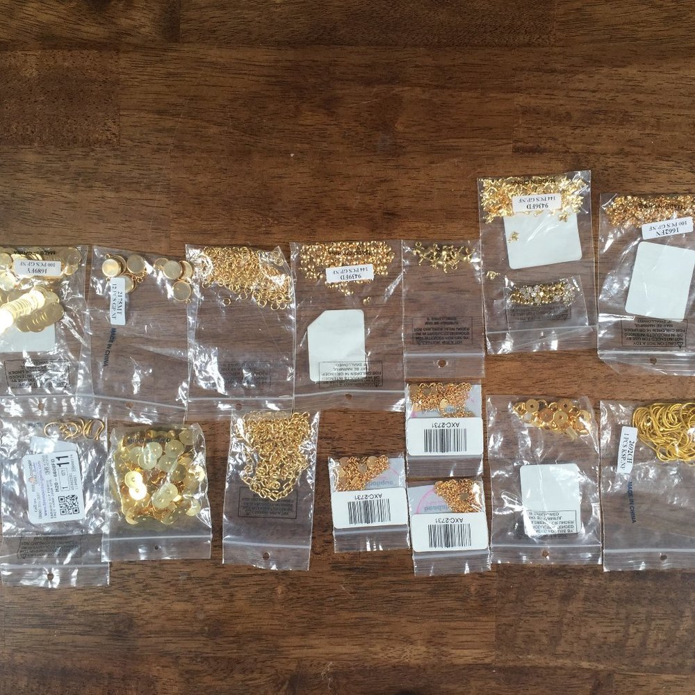 Lot of Gold Color and Gold Plated Jewelry Supplies